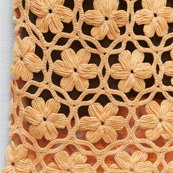 ZARA NEW WOMAN LONG KNIT FLORAL DRESS ORANGE size L - Picture 4 of 8